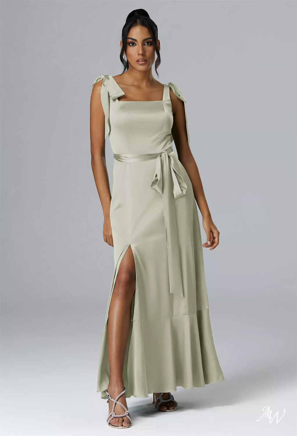 ★AEAE★ FADED LAYERED LS SAGE GREEN AW Solstice Sage Green Bridesmaid Dresses | AW.Bridal